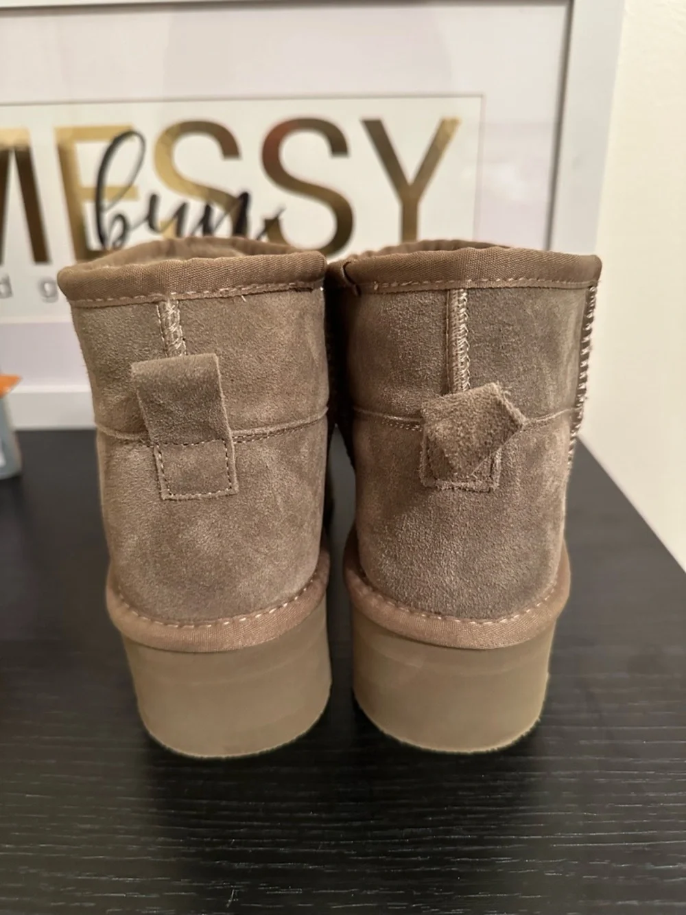 Taupe Platform Suede Ankle Booties - Women